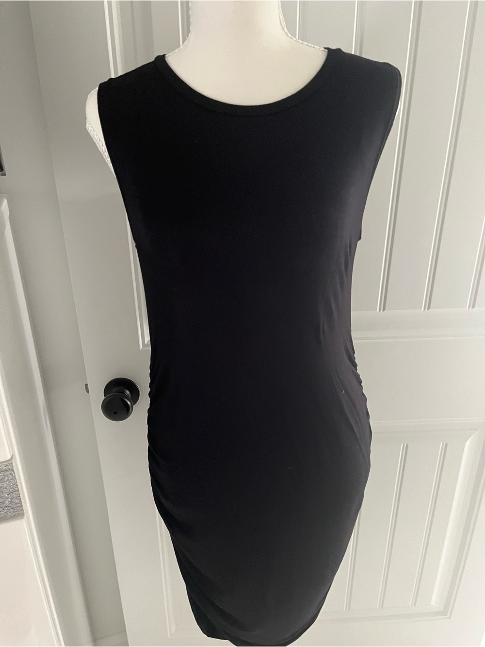 Black Ruched Mini Dress - Sleek Women's Evening Dress. New with tags